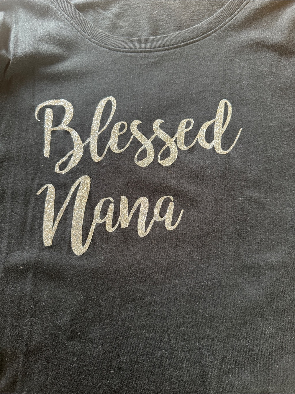 Blessed Nana Kids Tee - Black with Silver Glitter